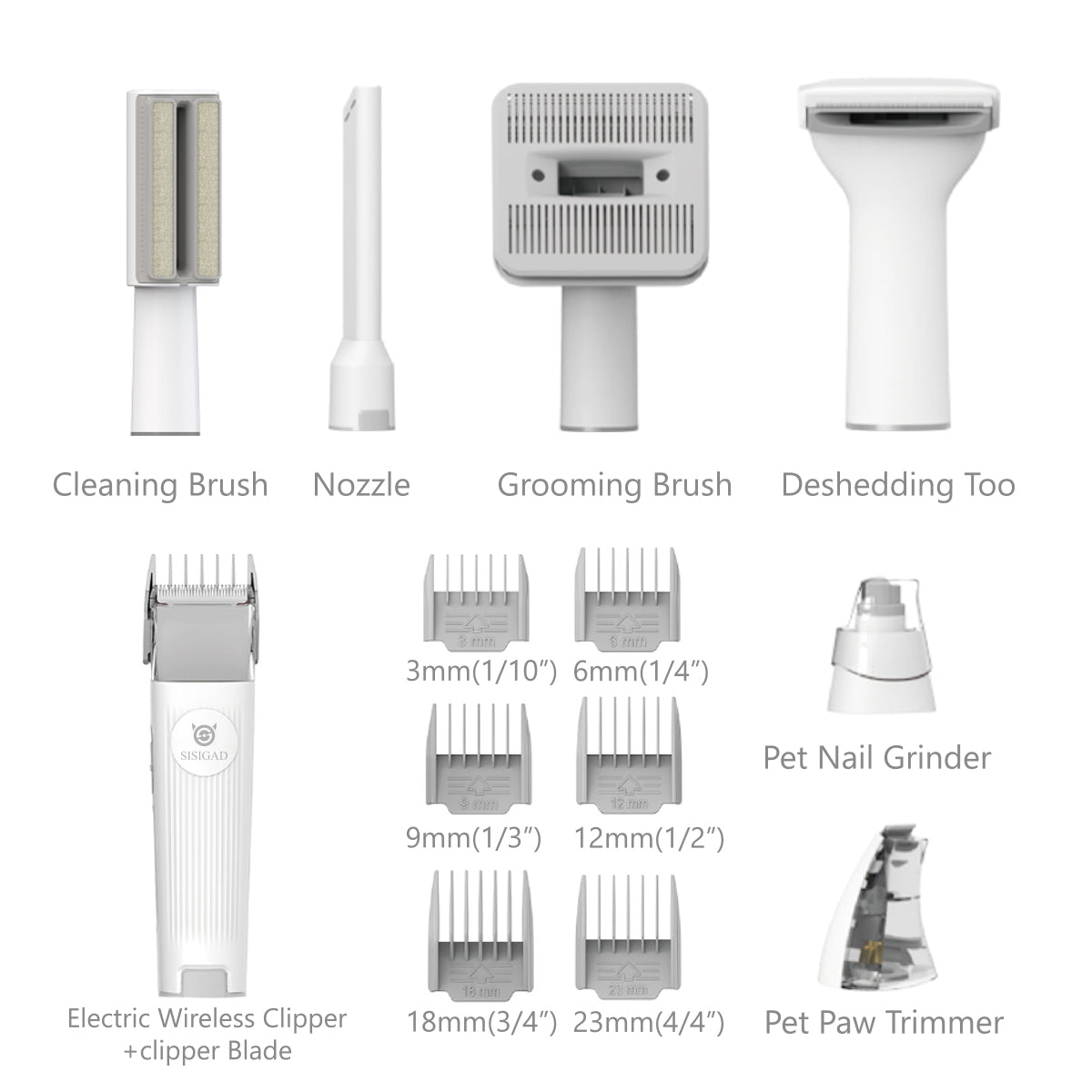 SISIGAD Pet Grooming Kit & Vacuum for Dogs / Cats | Vacuum for Pet Hair