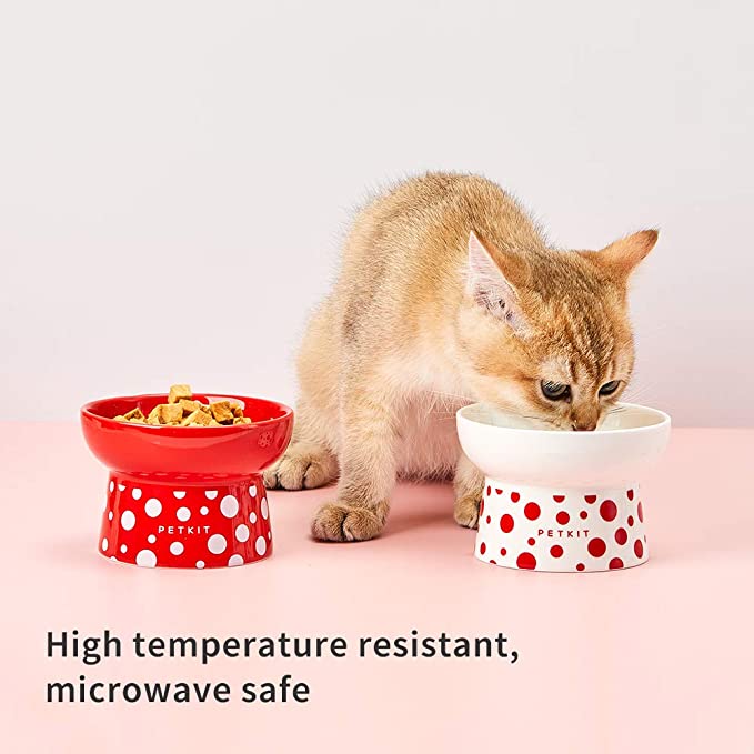 Japanese Style Ceramic Food Bowls for Cat and Dog (White)