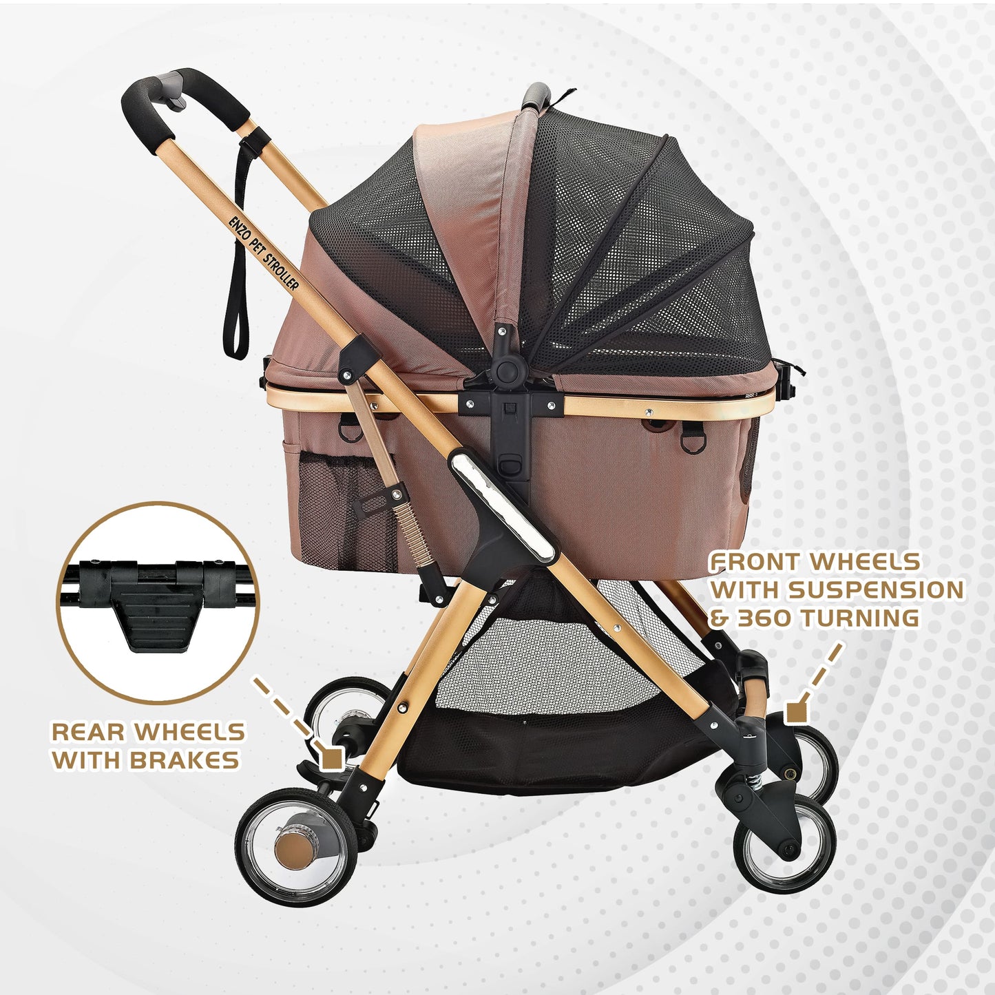 "Pista Super-Lightweight Aluminum Frame 3-in-1 Stroller: The Ultimate Mobility Solution for Small/Medium Dogs, Cats, and Pets on the Go!"
