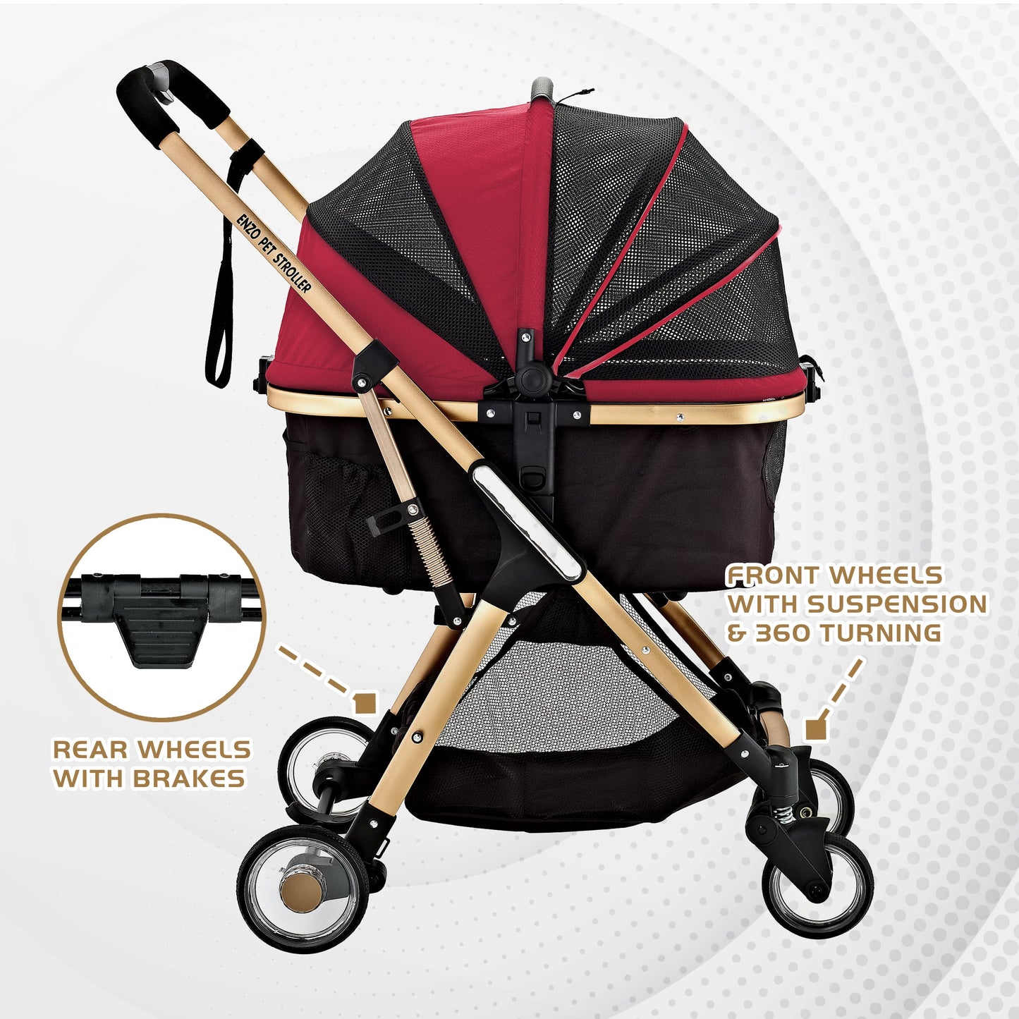 "Pista Super-Lightweight Aluminum Frame 3-in-1 Stroller: The Ultimate Mobility Solution for Small/Medium Dogs, Cats, and Pets on the Go!"