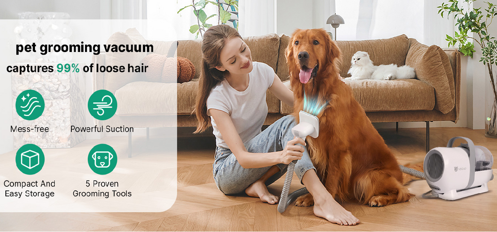 SISIGAD Pet Grooming Kit & Vacuum for Dogs / Cats | Vacuum for Pet Hair