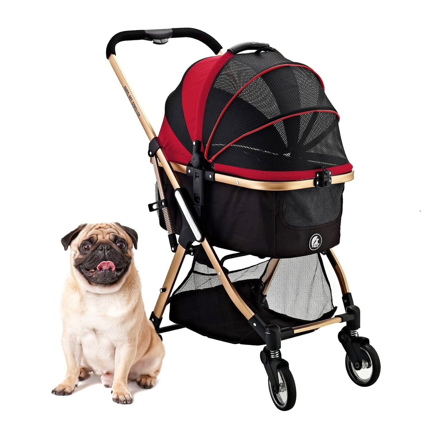 "Pista Super-Lightweight Aluminum Frame 3-in-1 Stroller: The Ultimate Mobility Solution for Small/Medium Dogs, Cats, and Pets on the Go!"