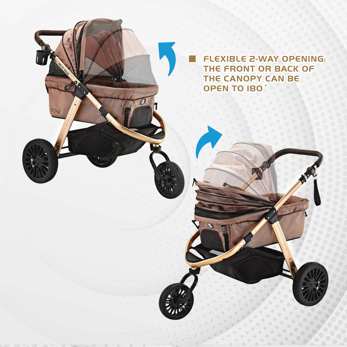 "Roma Performance Jogging Sports Stroller: The Perfect Companion for Active Small/Medium Dogs, Cats, and Pets up to 50lbs!"