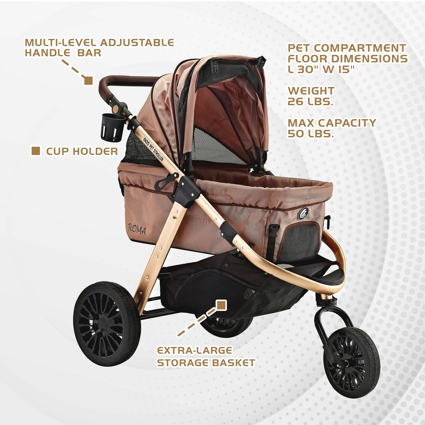 Roma Performance Jogging Sports Stroller: The Perfect Companion for Active Small/Medium Dogs, Cats, and Pets up to 50lbs!"