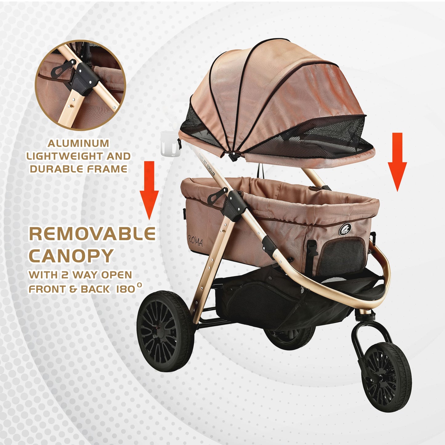 Roma Performance Jogging Sports Stroller: The Perfect Companion for Active Small/Medium Dogs, Cats, and Pets up to 50lbs!"