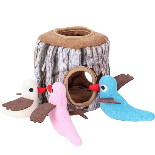 Dog IQ Toy "Tree Stump Bird House"