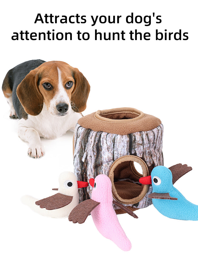 Dog IQ Toy "Tree Stump Bird House"
