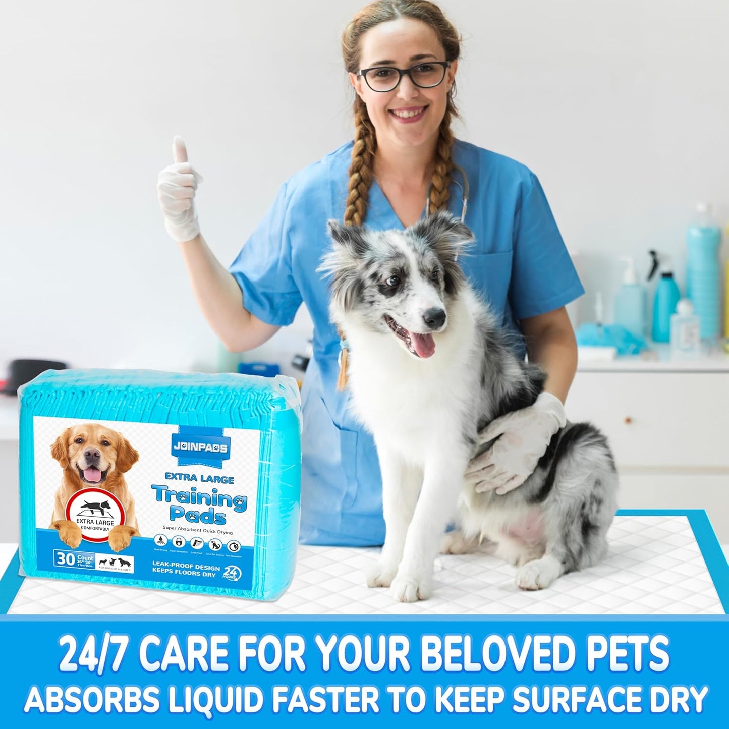 JOINPADS 3XL Pet Training Pee Pads for Dogs Puppy Pads 36"X36", Extra Large-Jumbo Disposable Training Pads for Doggie, 30-Count Thicken Super Absorbent Potty Pad for Puppies, Cats, Rabbits