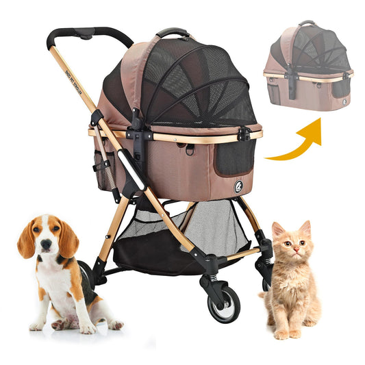 "Pista Super-Lightweight Aluminum Frame 3-in-1 Stroller: The Ultimate Mobility Solution for Small/Medium Dogs, Cats, and Pets on the Go!"
